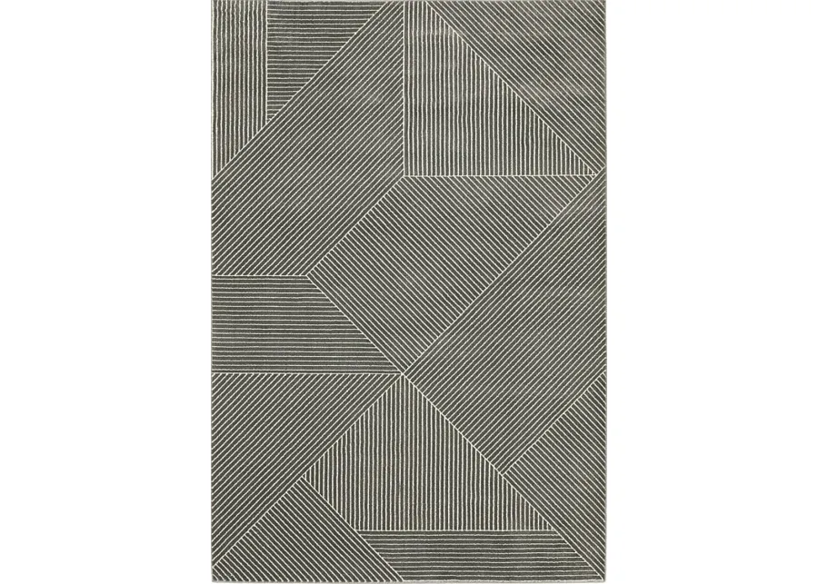 Merien Charcoal 5'3 x 7'6 Rug-Gray, Ivory