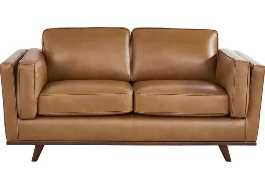 Duluth Caramel Leather Loveseat-70
