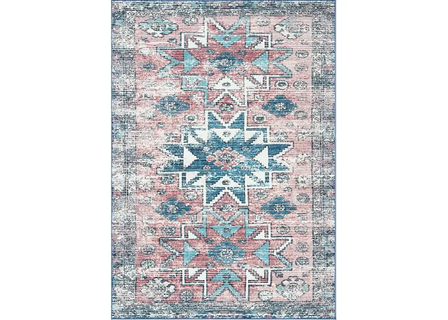 Ozavi Pink/Blue 5'5 x 7'7 Rug-Blue, Pink