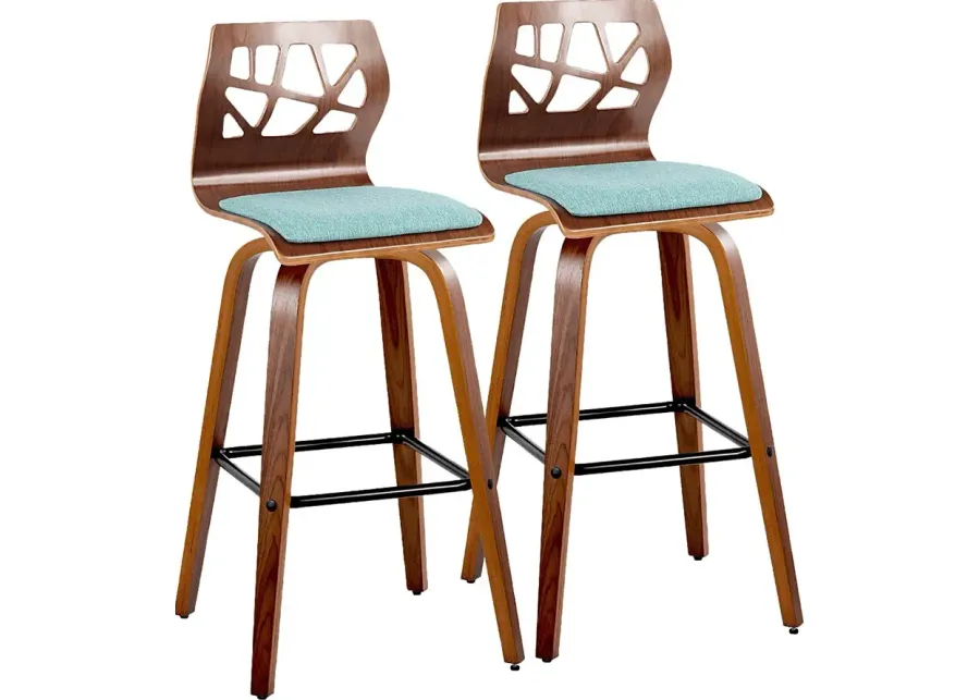 Watsonia II Teal Swivel Barstool, Set of 2-Teal