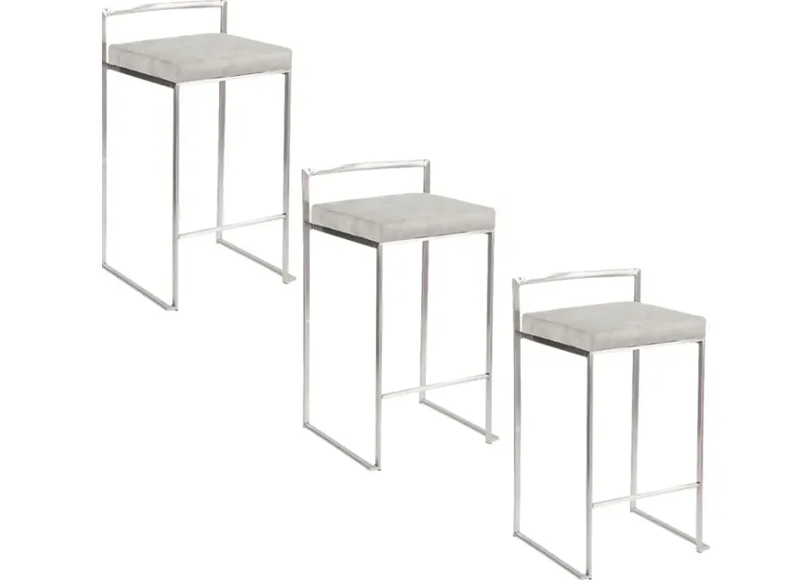 Sora III Gray Counter Height Stool, Set of 3-Gray