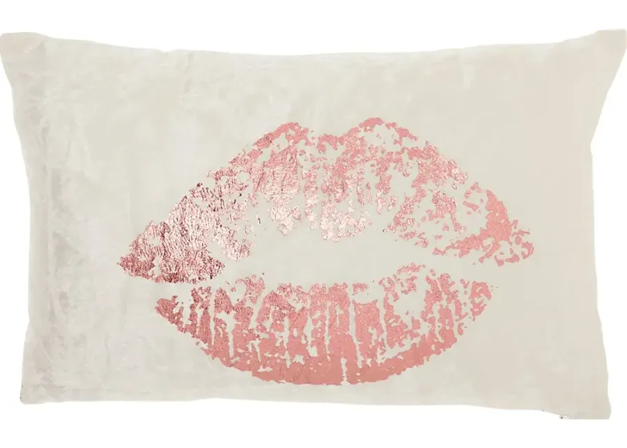 Kids Besos Bay Rose Gold Throw Pillow-White