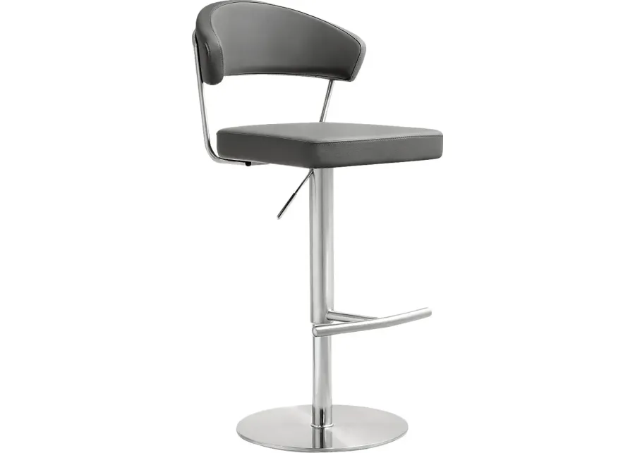 Cosmo Gray Adjustable Swivel Barstool-Gray