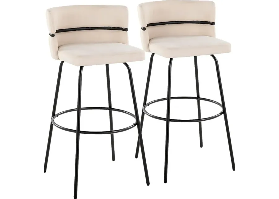 Percivale I Cream Swivel Barstool, Set of 2-Cream
