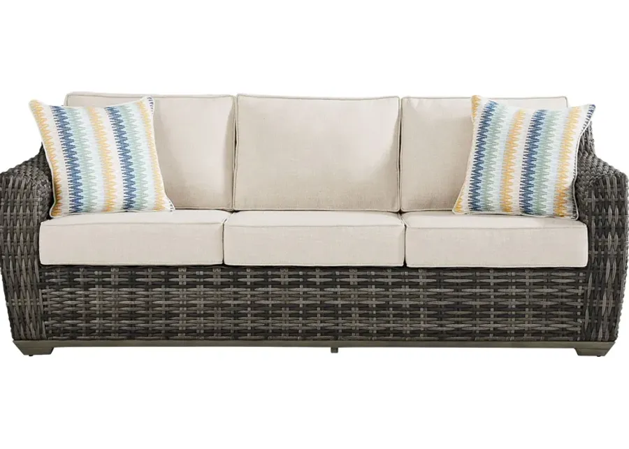 Montecello Gray Outdoor Sofa with Twine Cushions-84.6