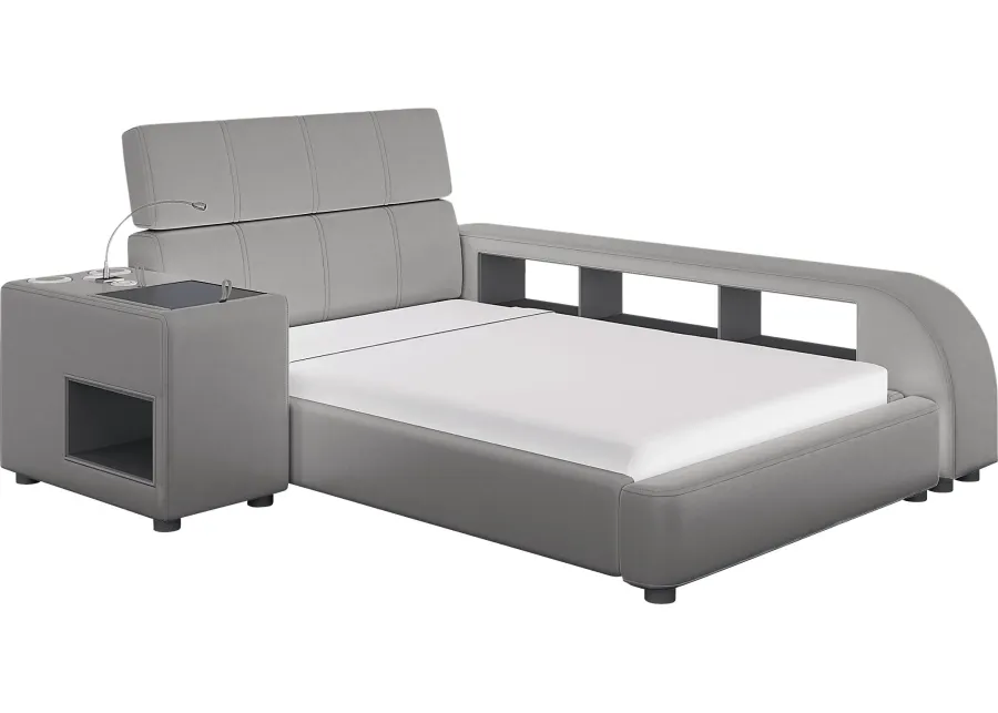 Kids ReGen&trade; Recharged Gray Full Bed with Nightstand and Bookcase-85.49