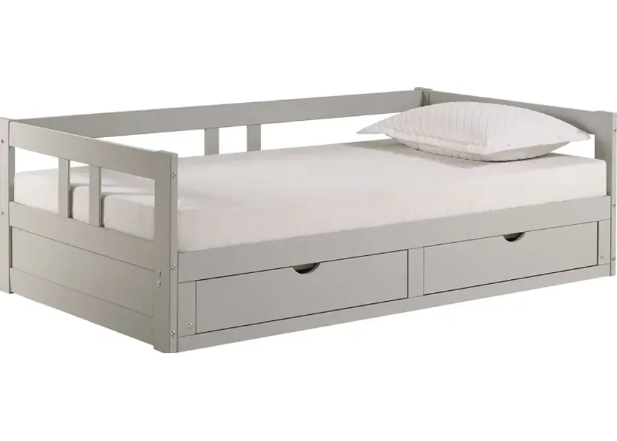 Kids Brigan Dove Gray Twin Extending Day Bed-Gray