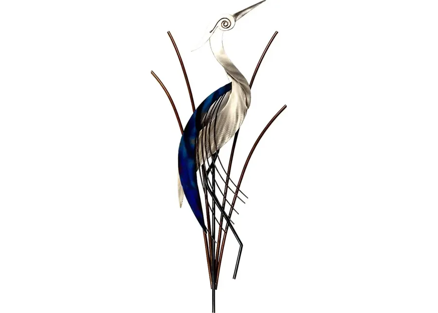 Abstract Heron Blue Indoor/Outdoor Wall Art-Blue