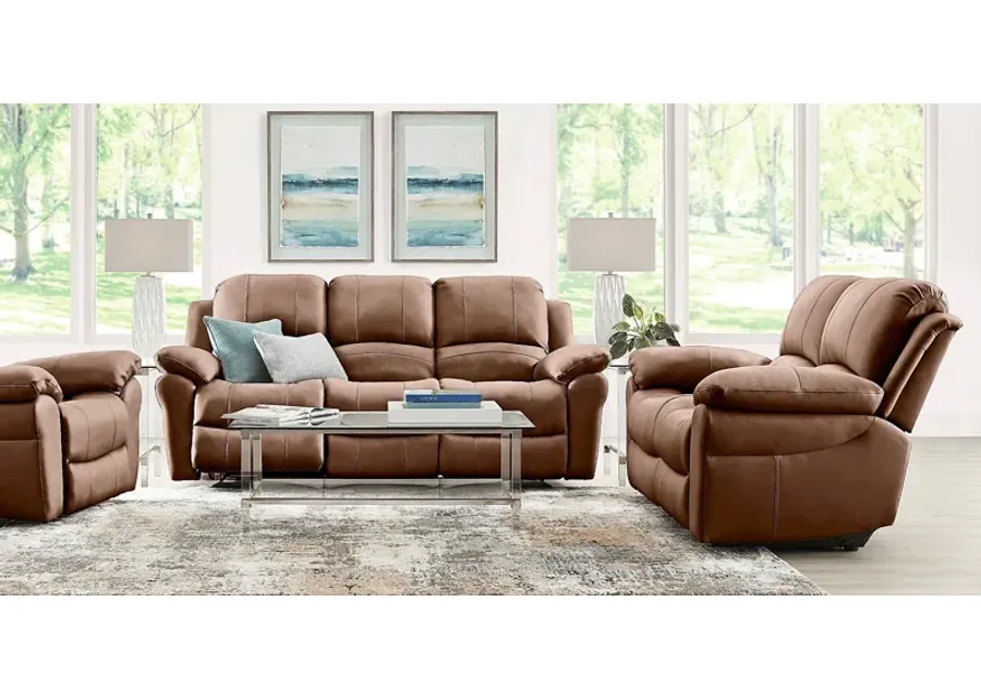 Vercelli Way Brown Leather 8 Pc Living Room with Reclining Sofa