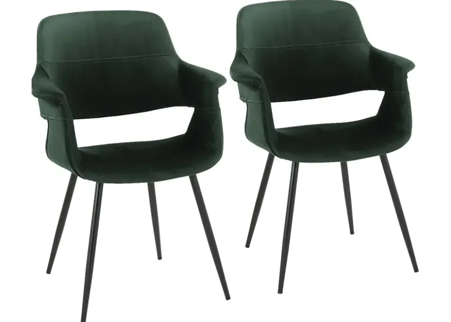 Lafanette II Green Arm Chair, Set of 2-Green
