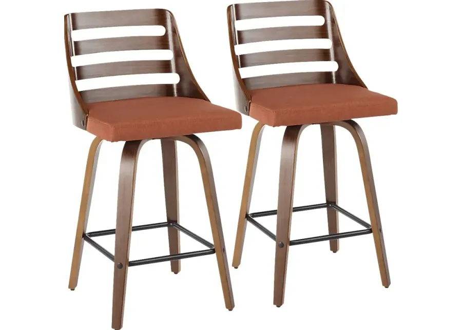 Woolwich Orange Counter Height Stool, Set of 2-Orange