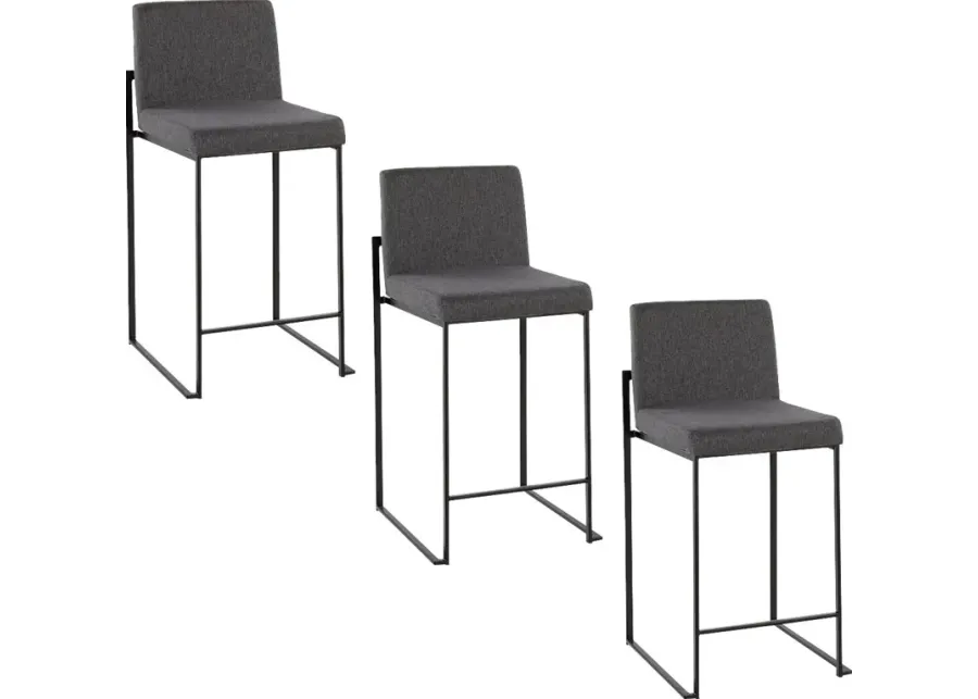 Leserna III Charcoal Counter Height Stool, Set of 3-Charcoal