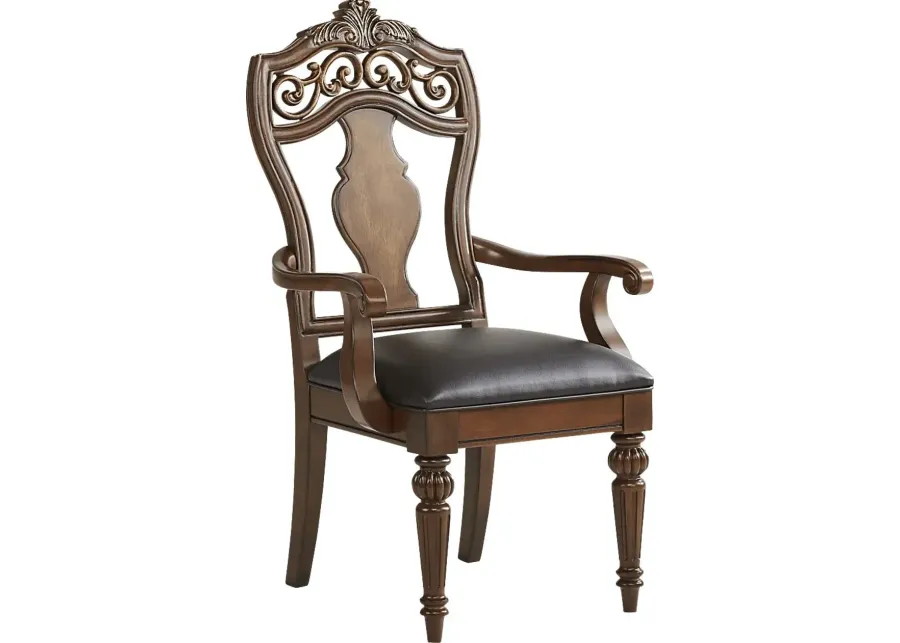 Handly Manor Pecan Wood Back Arm Chair-19.5
