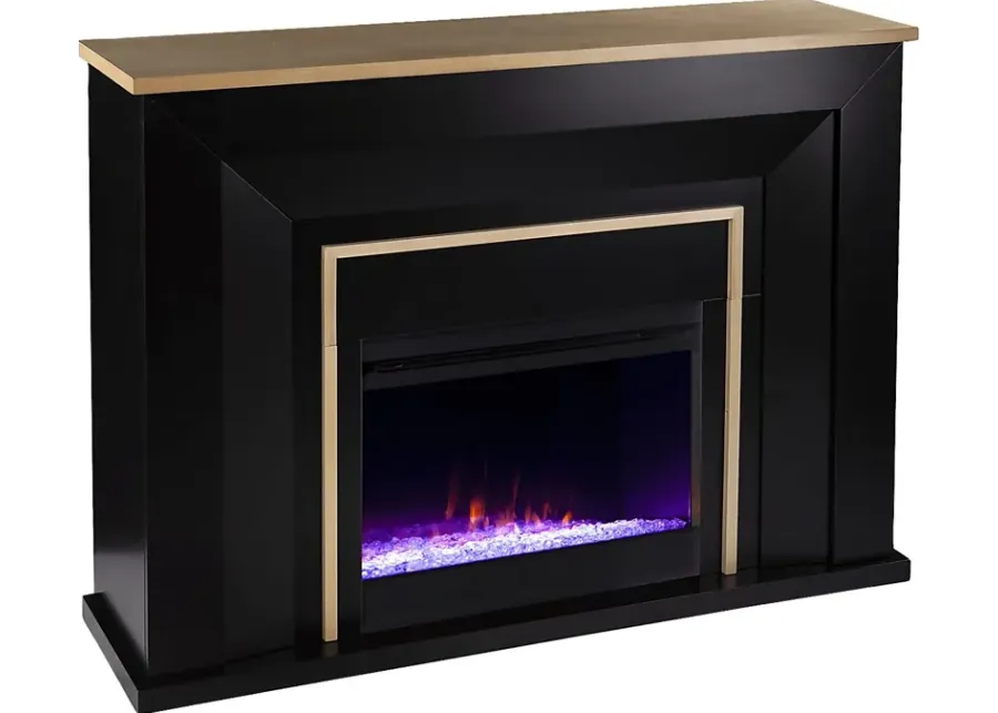 Elmington I Black 52 in. Console, With Color Changing Electric Fireplace-Black