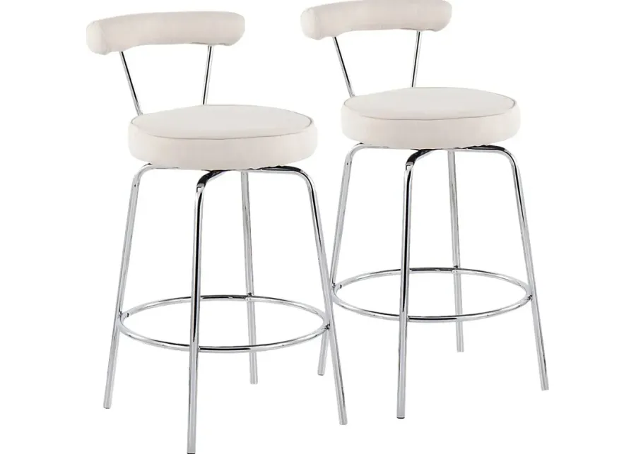 Orangethorpe Cream Counter Height Stool, Set of 2-Cream