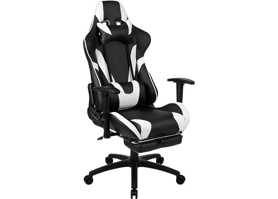 Trexxe White Ergonomic PC Gaming Chair with Footrest-White