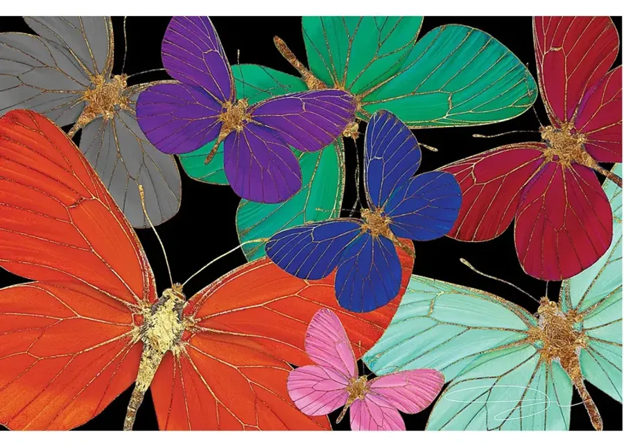 Kids Butterfly World Rainbow Glass Wall Art-Blue, Red, Yellow, Green