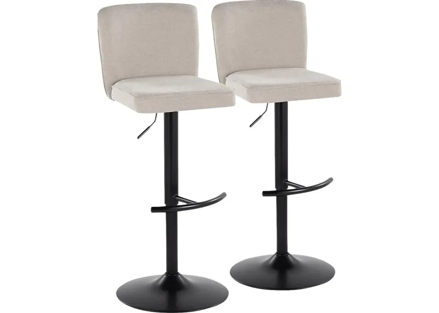 Marcei I Beige Adjustable Swivel Barstool, Set of 2-Beige