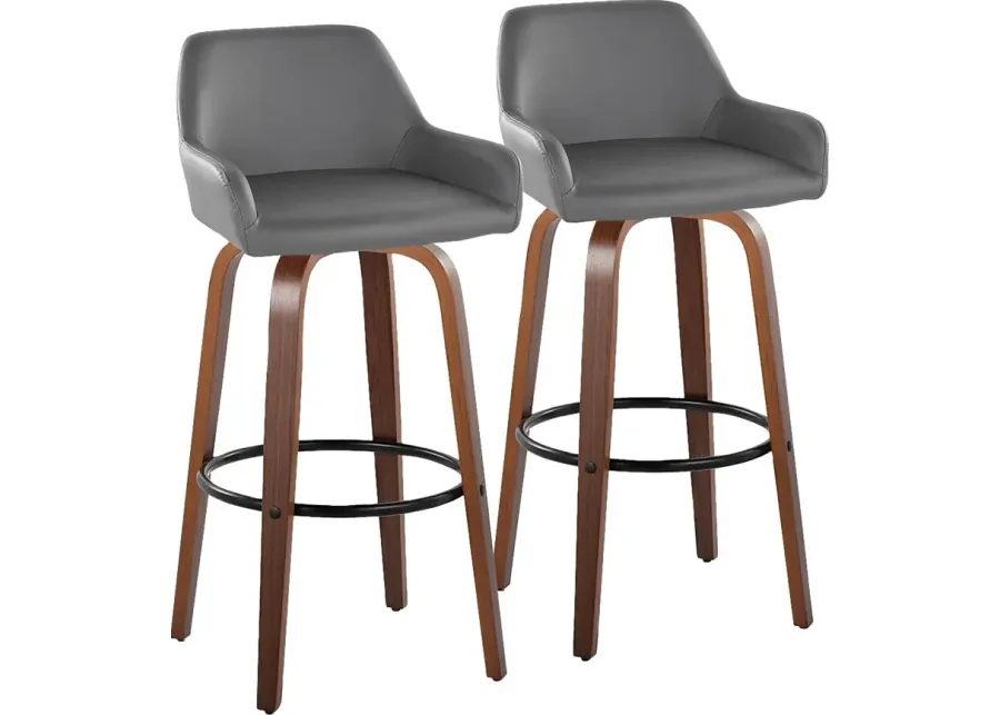 Rimcrest VI Gray Swivel Barstool, Set of 2-Gray
