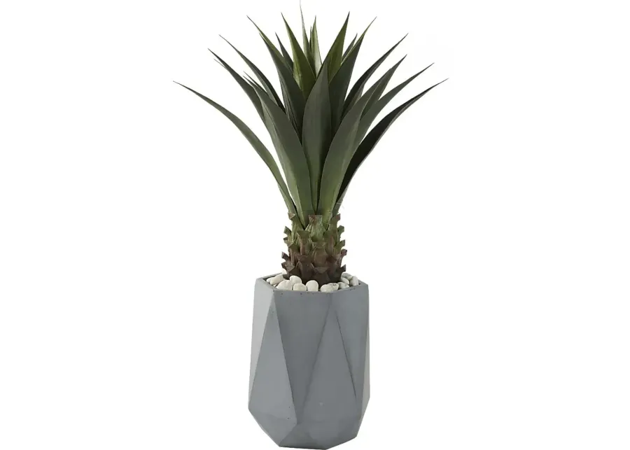 Arandas Green 40 in. Artificial Jumbo Agave Plant in Gray Planter-Gray
