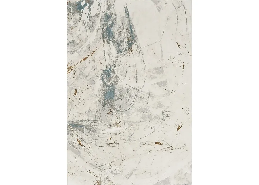 Burvern Cream/Blue 5'3 x 7'3 Rug-Blue, Cream