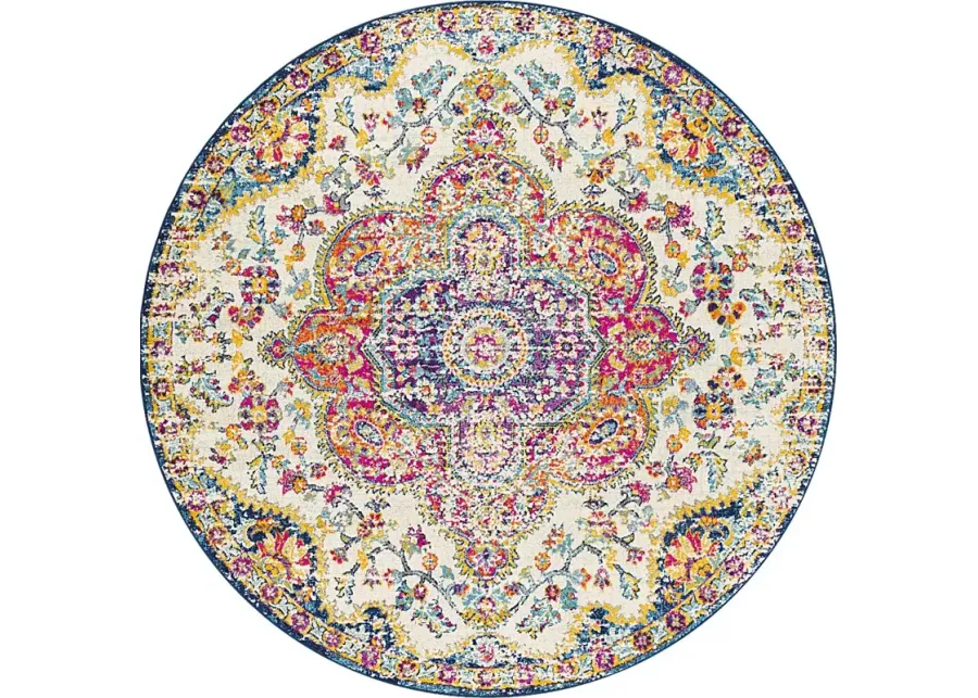 Chelsina II Multi 7'10 Round Rug-Blue, Multi