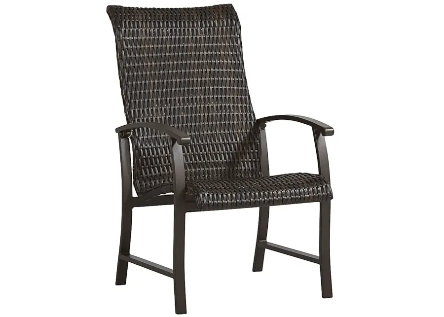 Lake Breeze Aged Bronze Black Wicker Outdoor Dining Chair-33