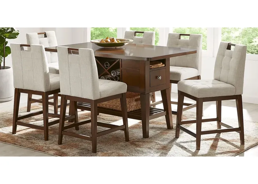 Walstead Place Brown 5 Pc Counter Height Dining Room with Beige Barstools