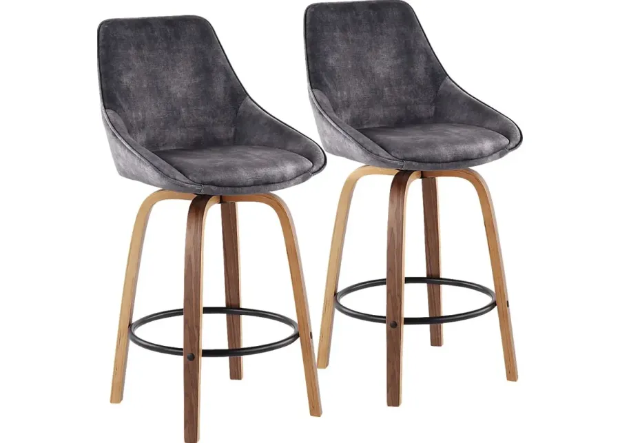 Dellrey Gray Counter Height Stool, Set of 2-Gray