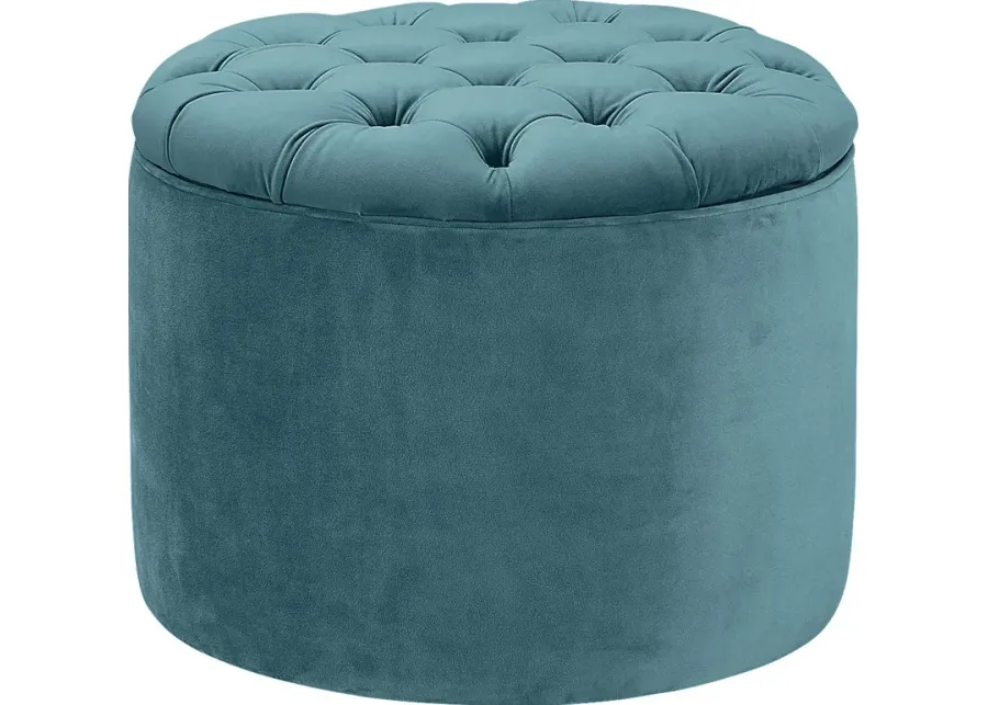 Candellar Blue Storage Ottoman-Blue