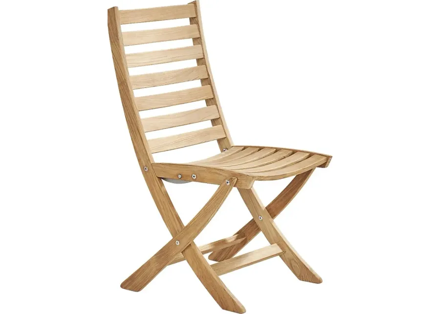 Pleasant Bay Natural Outdoor Folding Dining Chair-18.1