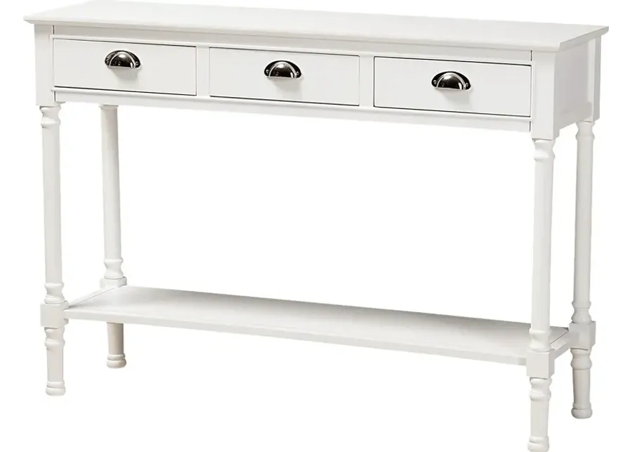 Brookpark White Console Table-White