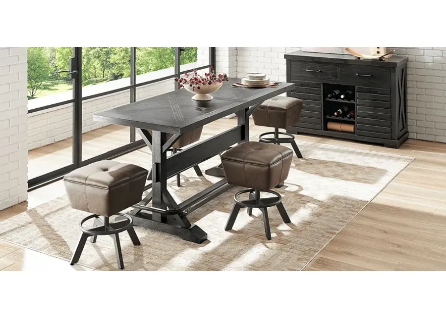 Creston Point Black 5 Pc Counter Height Dining Room with Swivel Counter Height Stools