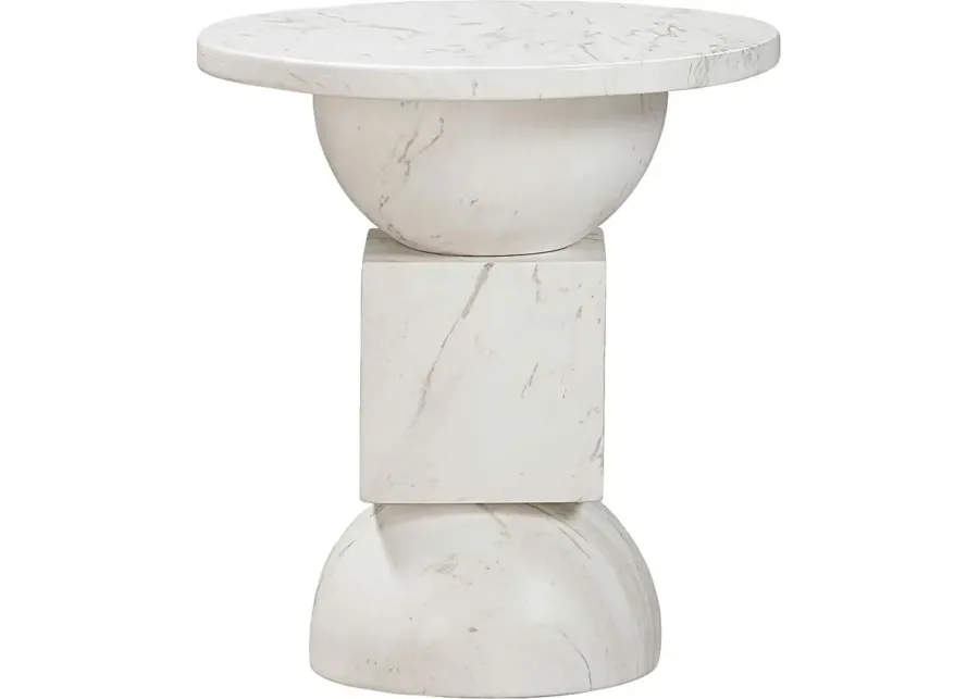 Vercliff White End Table-White