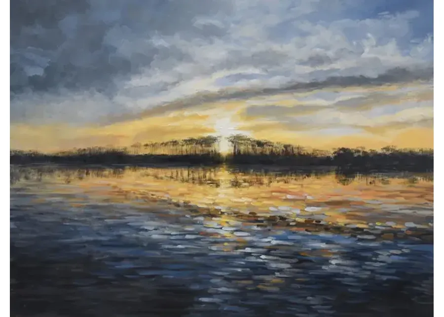 Sunset Lake View Canvas Art