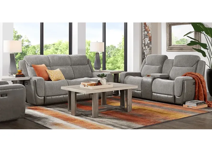 State Street Gray 8 Pc Living Room with Dual Power Reclining Sofa