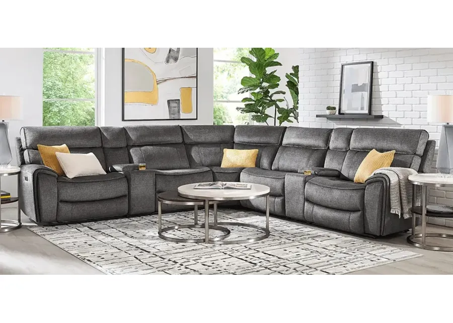 Bradshaw Place Dark Gray 7 Pc Dual Power Reclining Sectional-134