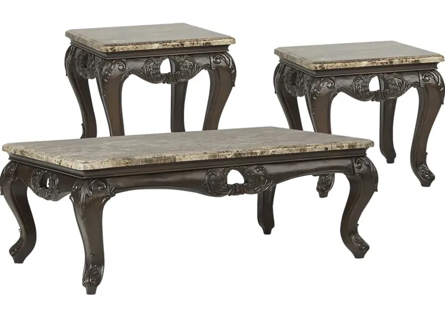 Ava Cherry 3 Pc Table Set