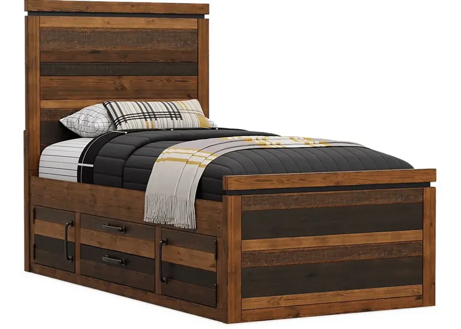 Kids Westover Hills Jr. Brown Twin Panel Bed with Storage Side Rail-41