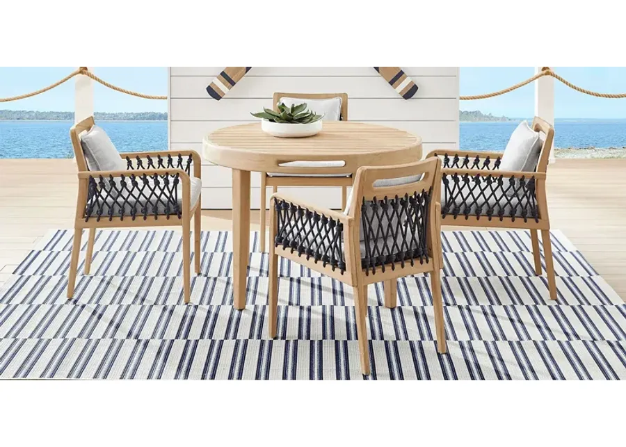 Riva Blonde 5 Pc Round Outdoor Dining Set with Dove Cushions