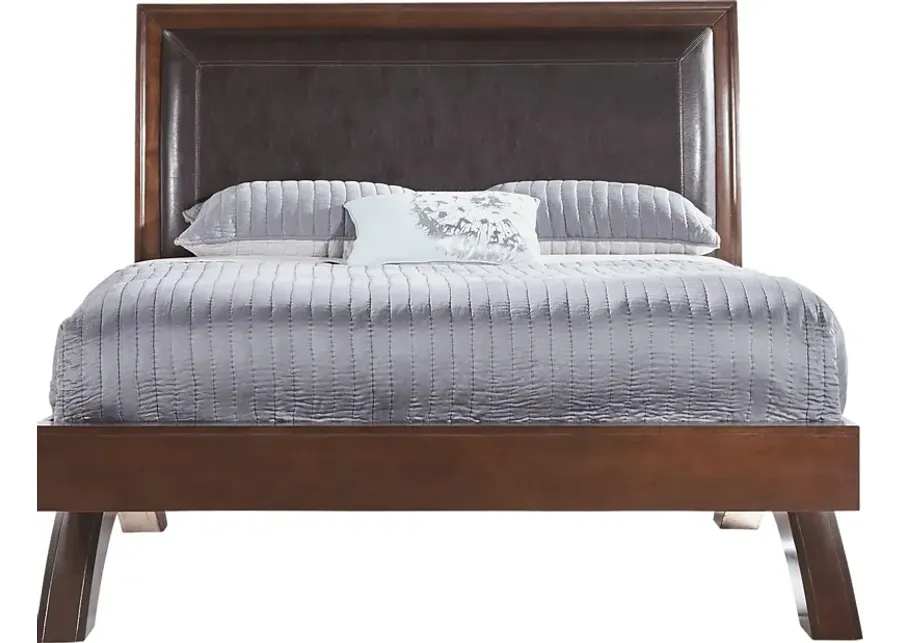 Belcourt Brown Cherry 3 Pc King Upholstered Sleigh Arch Bed-82.5