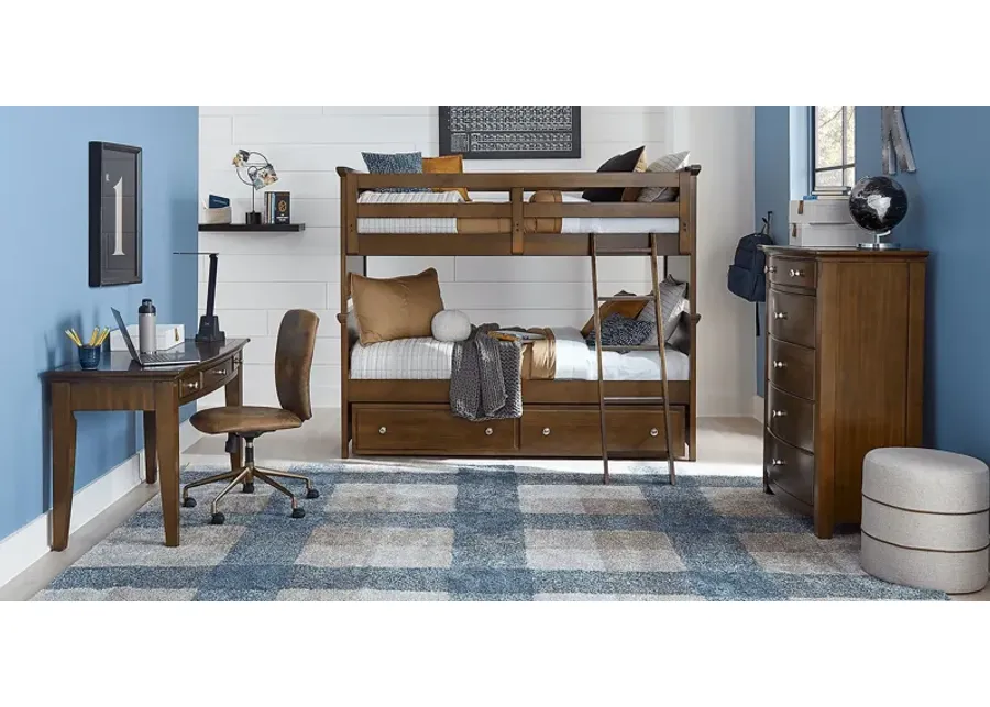 Kids Santa Cruz Brown Cherry Twin/Twin Bunk Bedroom