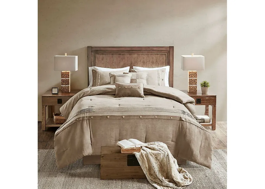 Maiar Tan 7 Pc King Comforter Set-Tan