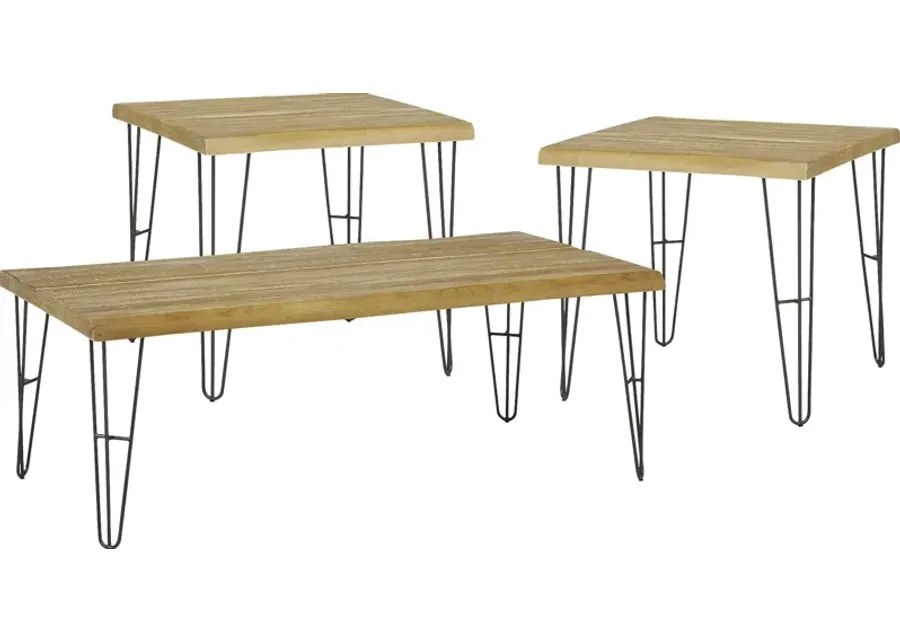 Palm Grove Brown 3 Pc Table Set