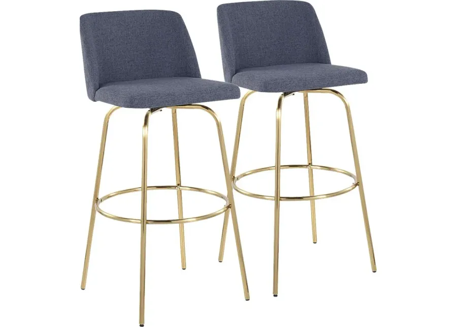 Wymering II Blue Swivel Barstool, Set of 2-Blue