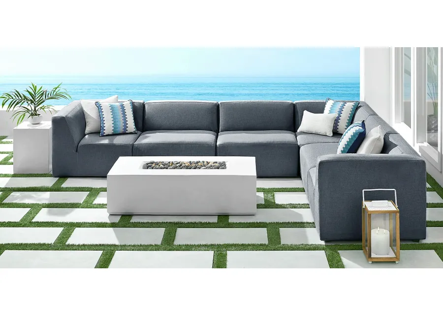 Calay 6 Pc Outdoor Sectional with Denim Slipcovers-144