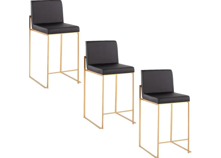 Nowotny III Black Counter Height Stool, Set of 3-Black