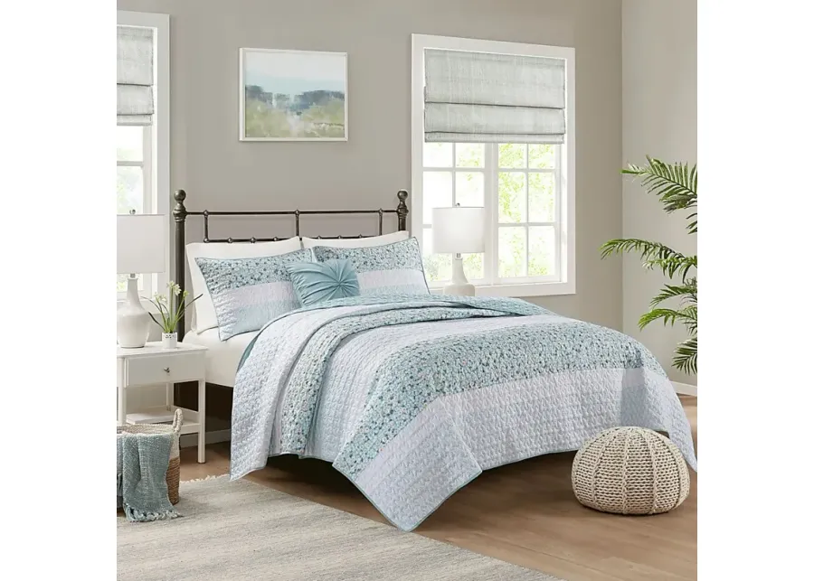 Chapote Blue 4 Pc King/California King Quilt Set-Blue