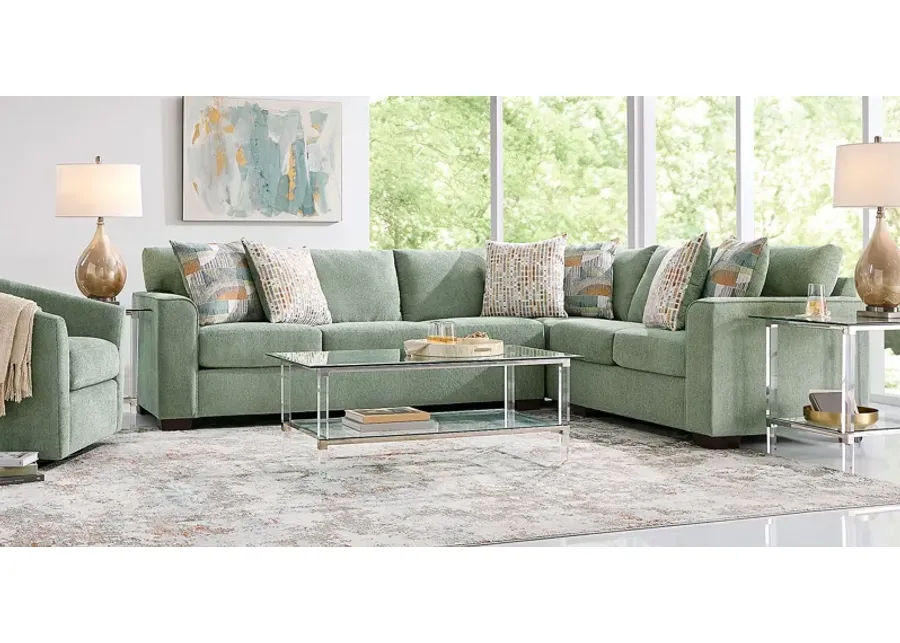 Delcrest Green 5 Pc Gel Foam Sleeper Sectional Living Room