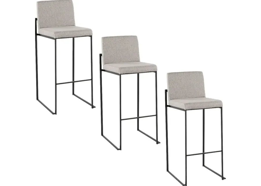 Arelane III Dark Gray Barstool, Set of 3-Gray